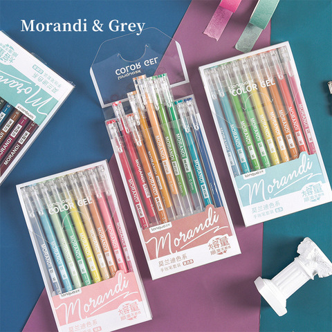 Ensemble de 9 stylos gris Morandi, stylo à encre Gel multicolore, marqueur Vintage, 0.5mm, papeterie cadeau, fournitures scolaires et de bureau ► Photo 1/1