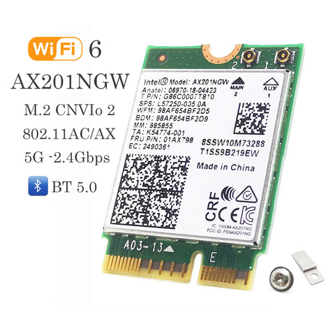 Wifi 6 carte sans fil pour Intel AX201 AX201NGW Bluetooth 5.0 réseau Wifi adaptateur 802.11ax/ac 2.4Gbps prise en charge Windows 10 ► Photo 1/6