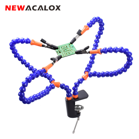 NEWACALOX outil de troisième main avec 4 bras flexibles support de Station de soudage pour la réparation de soudage de PCB ► Photo 1/6