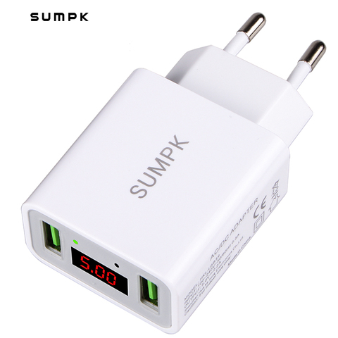 SUMPK – chargeur USB 5v 2a LED universel pour téléphone portable, prise USB, unité de chargement automatique, adaptateur Android pour téléphone Samsung IPad Xiaomi ► Photo 1/6