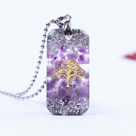 Collier améthyste naturel, pendentif Orgonite, vie d'arbre, collier d'énergie, bijoux de Yoga ► Photo 1/6