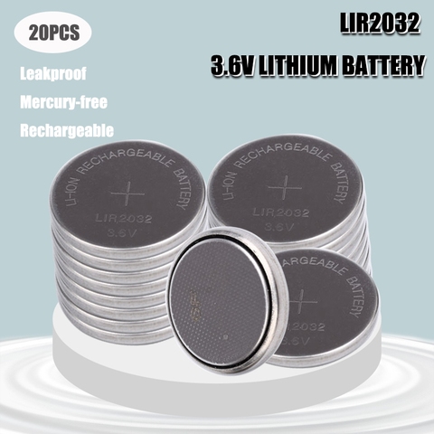 1 Pile Bouton CR2032 Li-ion Rechargeable 3.6V Lir2032