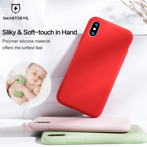 SmartDevil Silicone Solide pour iphone 11 pro XS MAX XR X Etui pour Téléphone pour IPhone 7 8 plus Étui Mignon Mode Simple Doux Couleur Bonbon ► Photo 1/6