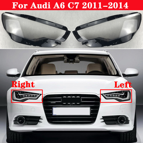 Couvercle de lentille de phare avant de voiture en verre, pour Audi A6 C7 2011 – 2014 ► Photo 1/6
