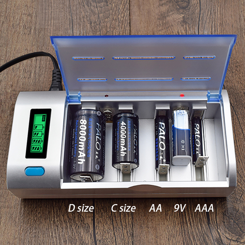 PALO Smart LCD affichage AA AAA C D 9V chargeur de batterie Charge rapide décharge rapide pour Ni-MH NI-CD AA AAA C D taille 9V bateria ► Photo 1/6