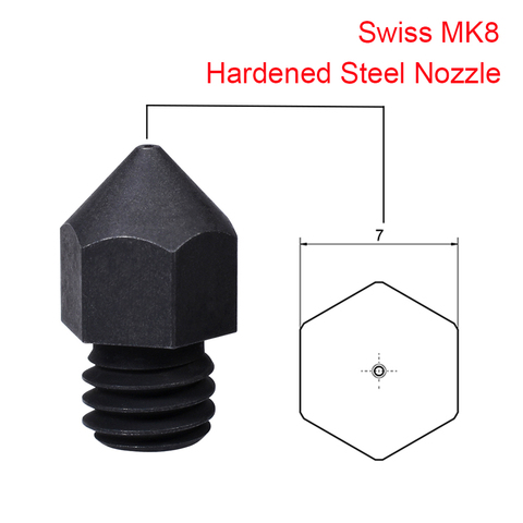 Swiss MK8 buse en acier trempé 0.2/0.4/0.6/0.8MM 1.75MM, Filament pour extrudeuse MK8 Hotend, pièces d'imprimante 3D pour bloc Ender 3 CR10 ► Photo 1/6