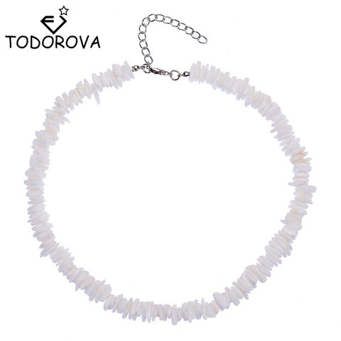 Todorova Hawaii Puka puces de palourdes blanches colliers de coquille pour les femmes naturel irrégulier coquillage collier ras du cou été bijoux de plage ► Photo 1/6