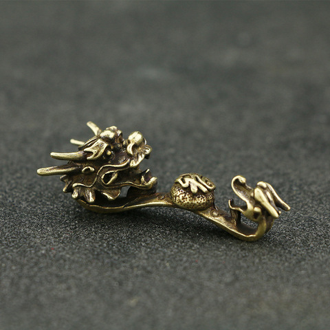 Artefact de tête de Dragon ancien chinois | Vintage en laiton, ornement Feng Shui, Figurines en laiton, décoration de bureau, porte-clés pendentif ► Photo 1/5