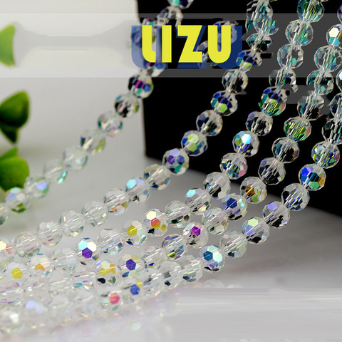 Bricolage en cristal dispersées à la main, 32 facettes, perles en verre 4/6/8mm, couleur blanche, demi-AB, bijoux, fait à la main ► Photo 1/6