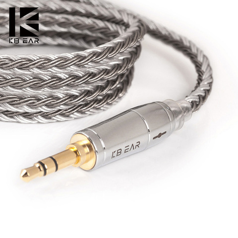 KB oreille 16 Core argent plaqué câble équilibré 2.5/3.5/4.4MM avec connecteur MMCX/2pin/QDC pour ZS10 Pro AS10 ZSX ZSN C12 BL-03 ► Photo 1/6