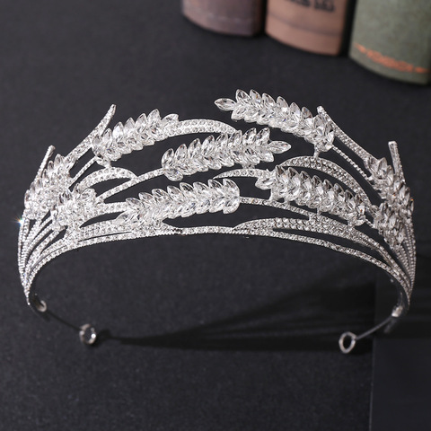 Couronne de mariée Baroque en Grain de cristal, tiare de luxe en strass doré, accessoires pour cheveux, bandeau de mariage ► Photo 1/6