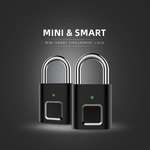 Mini cadenas de porte biométrique intelligent serrure de porte Rechargeable empreinte digitale cadenas intelligent USB déverrouillage rapide sans clé ► Photo 1/6