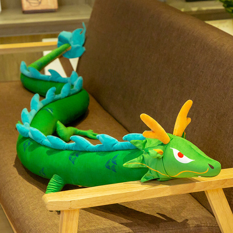 220cm chine Dragon peluche jouet mythique vert bleu jaune rouge Dragon géant Animal poupée créative décor peluche pour les enfants ► Photo 1/6