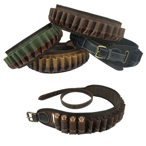 Ceinture porte-munitions en cuir et toile, 25 cartouches, 12ga ► Photo 1/6