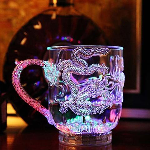 Tasse de Whisky à lumière LED, changement de couleur, lumière activée par l'eau, Dragon bière, Cocktail, Halloween, mariage, accrocheur ► Photo 1/6