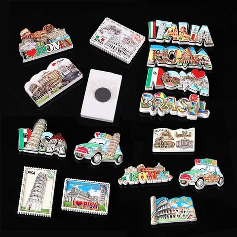 Italie Roma aimants pour réfrigérateur Souvenir touristique italien pise brésil 3d résine magnétique réfrigérateur autocollants décoration de la maison cadeaux ► Photo 1/6