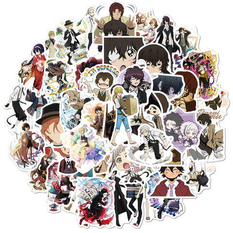 50 pièces Anime Bungo chiens errants autocollants Scrapbooking PVC étanche autocollants faciles à poser pour ordinateur portable planche à roulettes bagages valise autocollants ► Photo 1/6