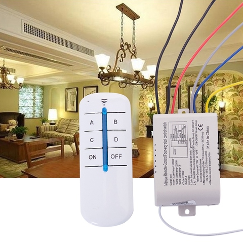 Lampe lumineuse à 4 voies avec télécommande numérique sans fil, interrupteur marche/arrêt, 220V ► Photo 1/6