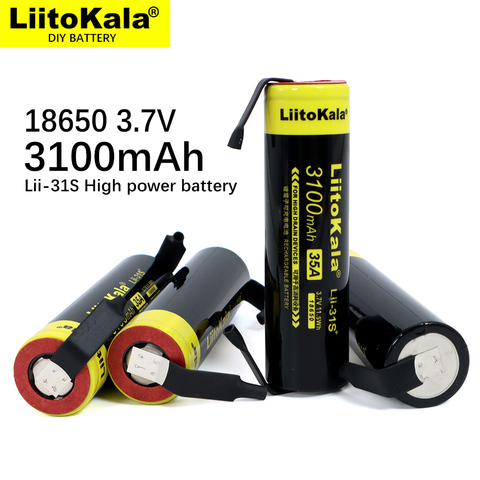 1-10 pièces nouveau LiitoKala Lii-31S 18650 batterie 3.7V Li-ion 3100mA 35A batterie d'alimentation pour les appareils de vidange élevée + bricolage nickel ► Photo 1/4