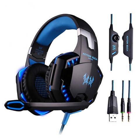 Casque stéréo de jeu d'ordinateur Kotion chaque G2000 meilleur casque casque d'écouteur de jeu de basse profonde avec le micro lumière LED pour le joueur de PC ► Photo 1/6