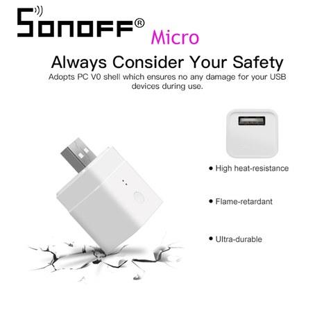 SONOFF Micro 5V adaptateur USB Wifi maison intelligente Mini prise d'alimentation USB eWeLink commutateur de télécommande fonctionne avec Alexa Google Home ► Photo 1/6