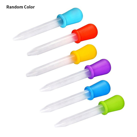 Pipettes compte-gouttes en plastique et Silicone pour bébé, 6 pièces, 5 ml, pour nourrissons, mangeoires, fournitures scolaires et de laboratoire ► Photo 1/6