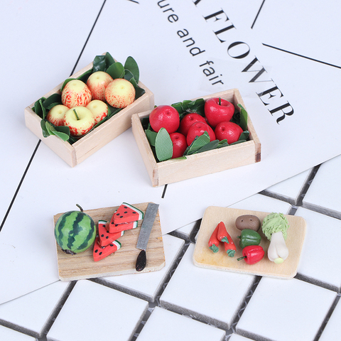 Mini boîte de fruits, légumes, jouet alimentaire, maison de poupée, 4 Styles 1:12 ► Photo 1/5