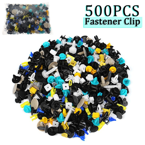 500/1000 pièces/ensemble automobile en plastique Rivet voiture garde-boue pare-chocs intérieur garniture punaise Clips Kit voiture accessoires avec 6 pouces outil ► Photo 1/6