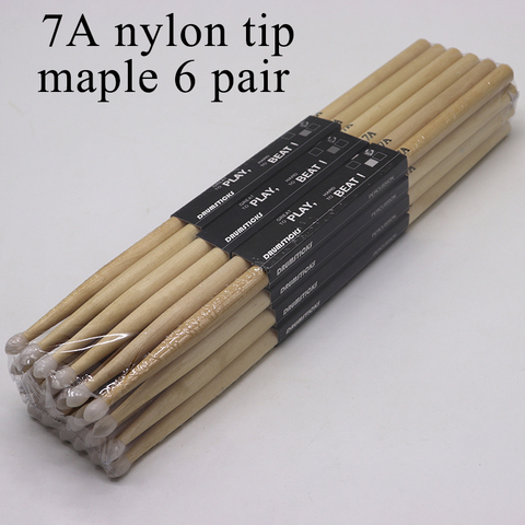 Bâton de tambour en bois d'érable 7A, pointe en nylon ► Photo 1/6