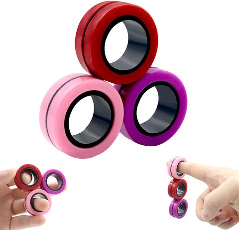 Anneaux magnétiques Anti-Stress Fidget Unzip Toy Magic RingTools anneau magnétique pour enfants, anneau Spinner de doigt, jouets de décompression pour adultes ► Photo 1/6