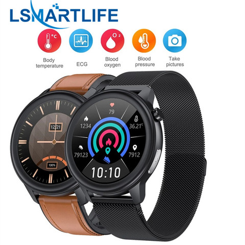 Montre connectée E80 pour hommes et femmes, mesure de la température, étanchéité IP68 PPG + ECG, moniteur de fréquence cardiaque, moniteur d'activité physique ► Photo 1/6