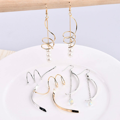 Boucles d'oreilles géométriques, accessoires de mode simples, courbe ronde, personnalité, bricolage fait à la main, matériau ► Photo 1/5