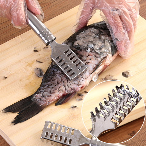 1 Pc acier inoxydable nettoyage rapide peau de poisson écailles brosse rasoir décapant détartrant Skinner détartreur pêche outils Gadget ► Photo 1/4