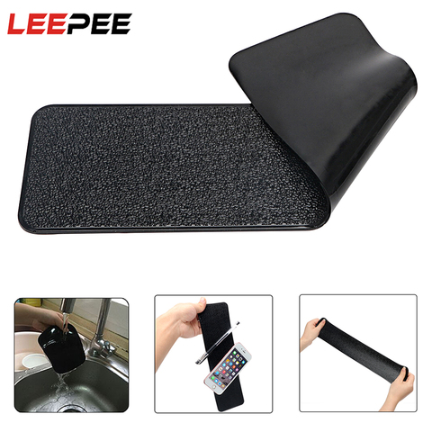 Grand tableau de bord de voiture longue tapis collant tapis antidérapant Gel magique tapis anti-dérapant pour téléphone clé GPS support de tablette voiture-style cuir PU ► Photo 1/6