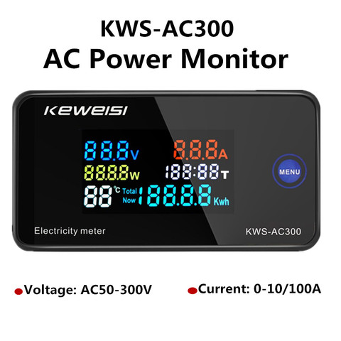 KWS-AC300 voltmètre numérique ca 50-300V tension 45-65Hz puissance compteur d'énergie LED wattmètre ca 0-10/100A détecteur 40% off ► Photo 1/6