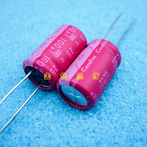 4 pièces nouveau ELNA ROA Cerafine 25V100UF 10X16MM 100 uF/25 V condensateur électrolytique audio 100UF 25V robe rouge ROA-25V101MP 25v 100uf ► Photo 1/1