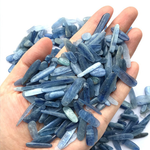 100g Quartz de Kyanite naturel poli mince tranche forme cristaux de couleur bleue dégringolé gravier cyanite pierre précieuse pour la guérison des cristaux ► Photo 1/5
