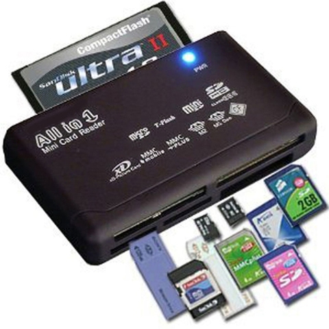 Lecteur de carte mémoire tout-en-un, pour USB externe Mini Micro SD SDHC M2 MMC XD CF avec câble USD noir ► Photo 1/6