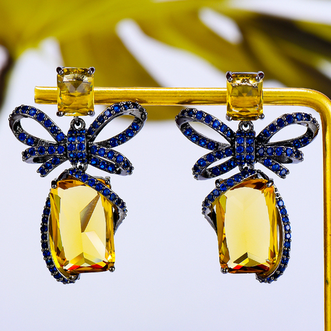 GODKI – boucles d'oreilles à nœuds papillon pour femmes, style de rue, pour fête de mariage, Zircon cubique, dubaï, 2022 ► Photo 1/6