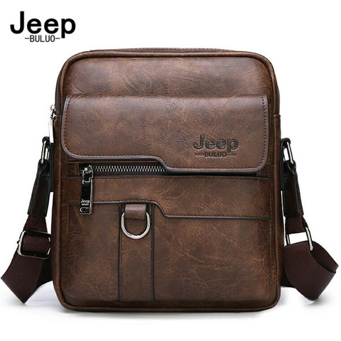 JEEP BULUO-sacs à bandoulière en croûte de cuir pour hommes, marque de luxe Business sac à main décontracté, sac à épaule de grande capacité ► Photo 1/6