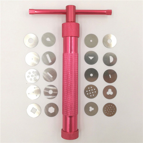 Presse-pâte rotative rouge Rose, pistolet à boue Durable pour la cuisine, outil de cuisson de gâteaux pour Fondant ► Photo 1/6