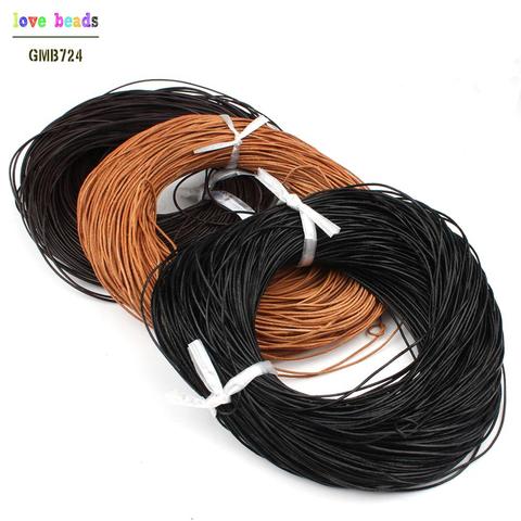 Corde ronde en cuir de vache, 3 couleurs, 5M, 1.0-3.0mm de large, bricolage pour la fabrication de bijoux, Bracelet et collier, accessoires de mode ► Photo 1/6