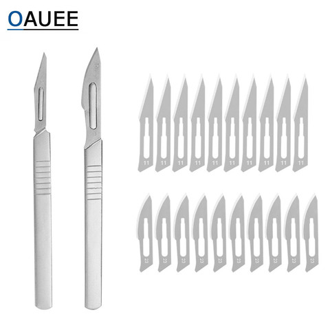 Lames de Scalpel chirurgical en acier au carbone + poignée de Scalpel, outil de coupe, réparation de PCB, couteau chirurgical pour animaux, 10 pièces ► Photo 1/6