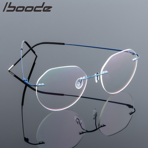 Iboode-lunettes de lecture sans bords, montures à mémoire de forme, en titane, ultraléger, pour hommes et femmes, presbytes, Design de marque, 2022 ► Photo 1/6