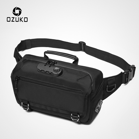 OZUKO-sac ceinture Anti-vol pour hommes, sac banane pour hommes, sacs de voyage étanche, sac de poitrine chargeur USB pour téléphone portable, nouvelle collection décontracté ► Photo 1/6