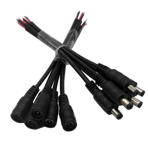 Câble fil connecteur 10-100 pièces 5.5x2.1mm prise cc mâle ou femelle pour 3528 5050 LED bande lumineuse ► Photo 1/6