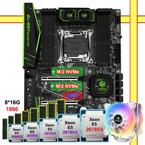 Huanzhi-carte mère combo X99-T8 avec processeur Xeon E5 2678 V3 2696 V3, etc., bon refroidisseur RAM 128 go (8x16 go), 1866 RECC ► Photo 1/6