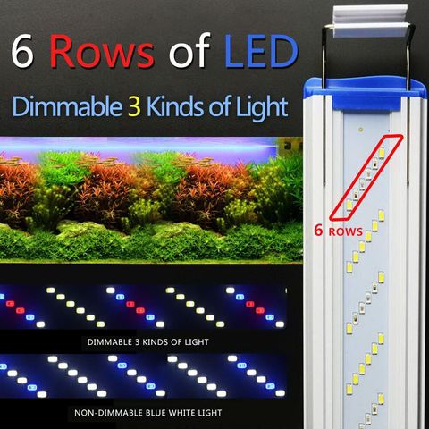 2022 nouveau 6 rangées Super mince led Aquarium éclairage plante aquatique lumière 18-70CM Extensible réglable pince sur lampe pour Aquarium ► Photo 1/6