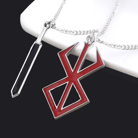 Collier pendentif avec Logo Berserk pour femme et homme, pendentif, épée, légende du vent, noir, tour de cou, bijoux à la mode, cadeau, PS4 ► Photo 1/6