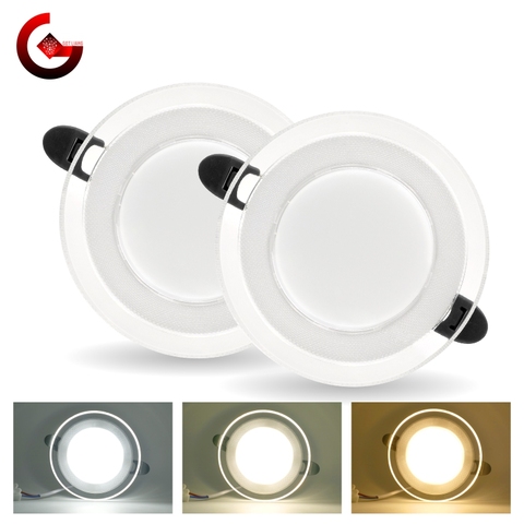 3 couleurs modifiables LED Downlight 6W lampe à LED 220V 230V 240V projecteur encastré rond panneau lumineux éclairage intérieur vers le bas de la lumière ► Photo 1/6